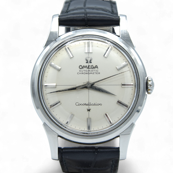 1959 Omega Constellation chronometer with Stunning Cross-Hair dial Model 14381 sharp case