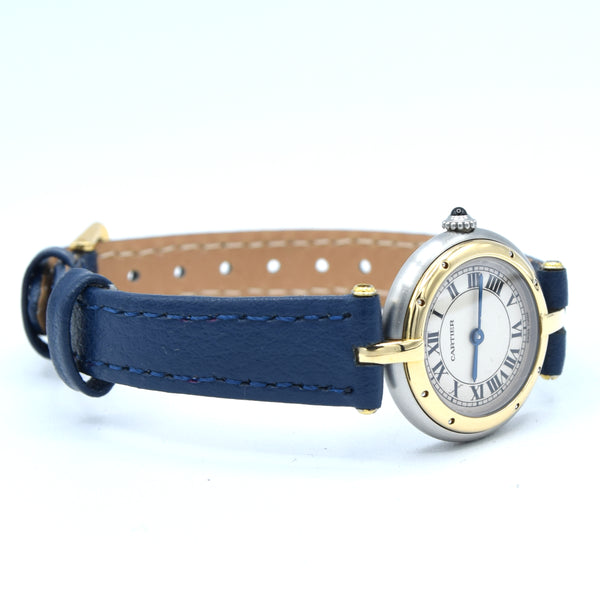 2000 Ladies Cartier Panthère Vendôme Quartz Model 166920 in Stainless Steel with Studded Gold Bezel