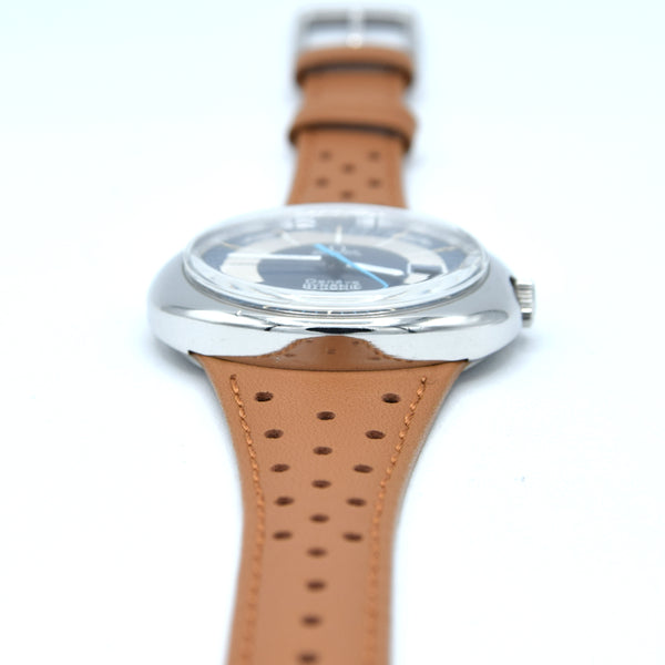 1973 Omega Geneve Dynamic Automatic Day Date with Two Tone Silver and Blue Bullseye Dial Model 166.107