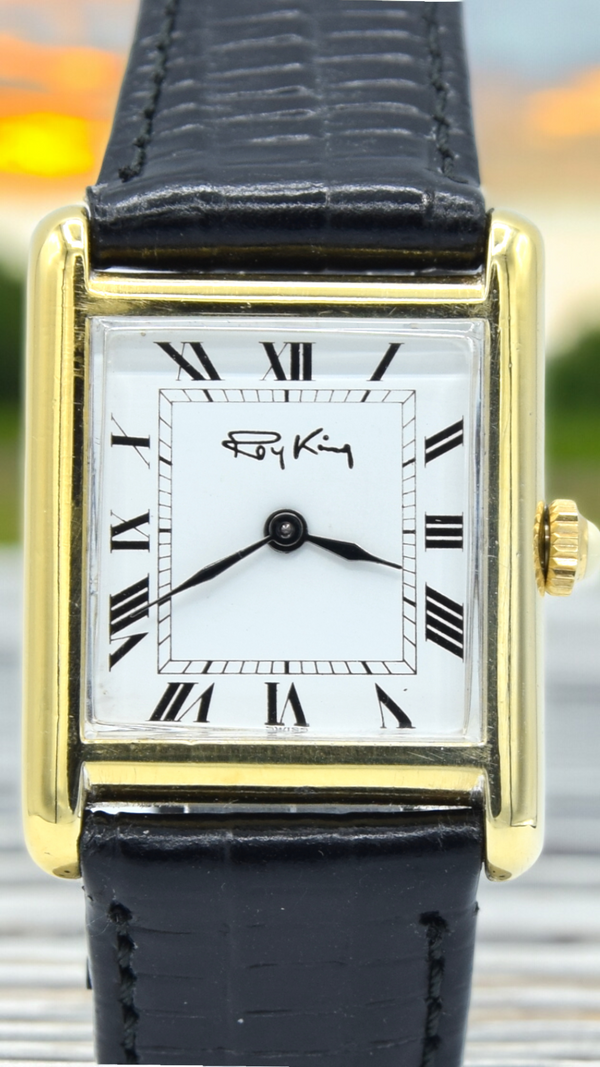 1977 Designer RoyKing Tank watch 925 Sterling silver / gilt Queens jubilee mark Manual Winding