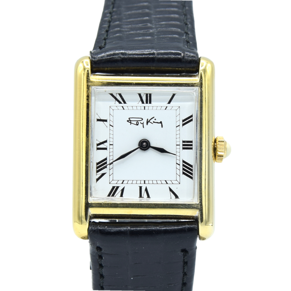 1977 Designer RoyKing Tank watch 925 Sterling silver / gilt Queens jubilee mark Manual Winding