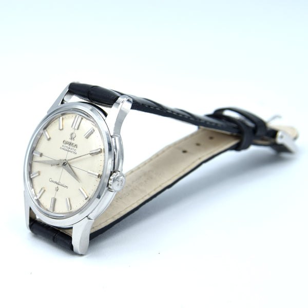 1959 Omega Constellation chronometer with Stunning Cross-Hair dial Model 14381 sharp case