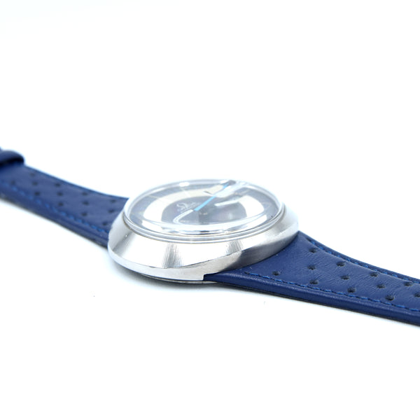 1973 Omega Geneve Dynamic Automatic Day Date with Two Tone Silver and Blue Bullseye Dial Model 166.079