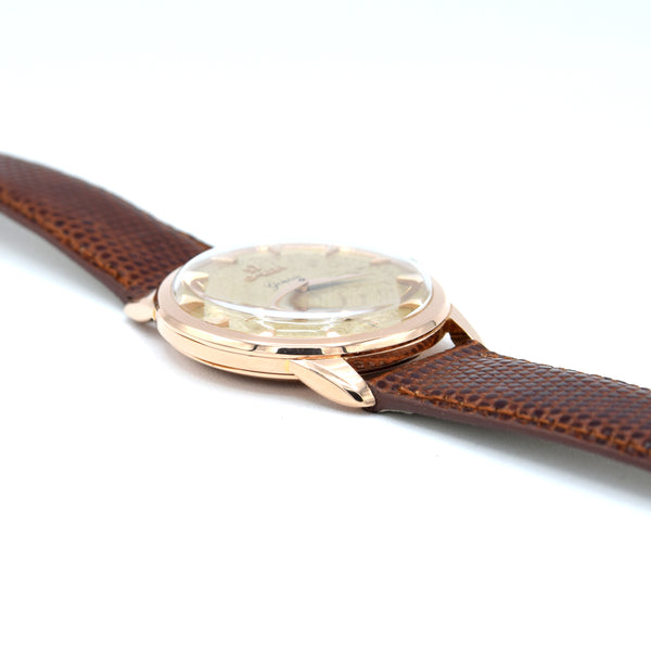 1954 Omega Geneve 36mm in Solid 18k pink Gold with Original Two-Tone Cross Hair Dial