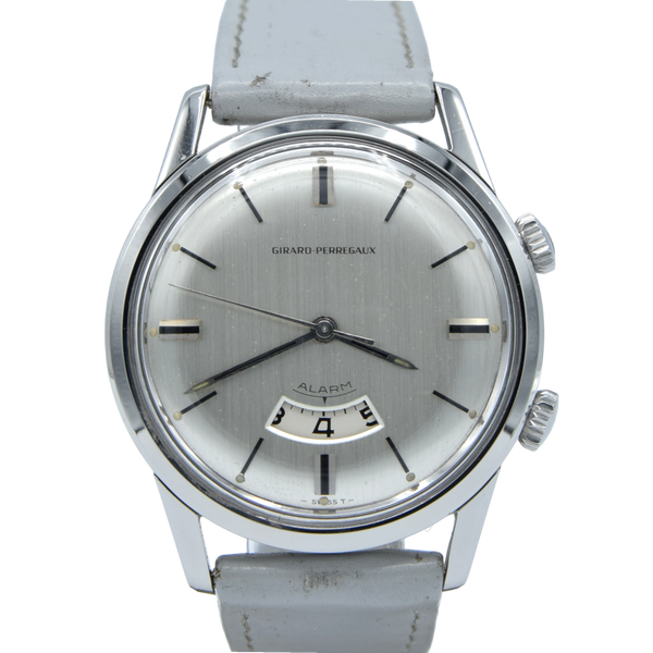 Girard-Perregaux rare swiss Alarm classic wristwatch in Stainless Steel Circa 1960s 35mm