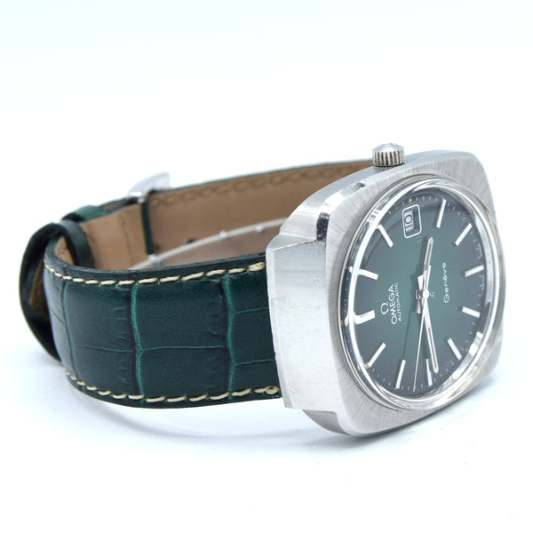 1973 Omega Genève Automatic Large Hooded Model 166.0164 with rare emerald green Dial