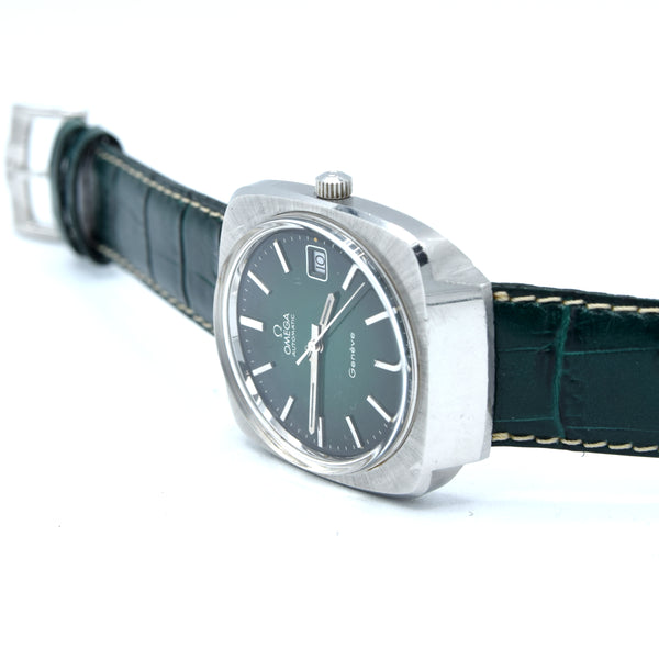 1973 Omega Genève Automatic Large Hooded Model 166.0164 with rare emerald green Dial