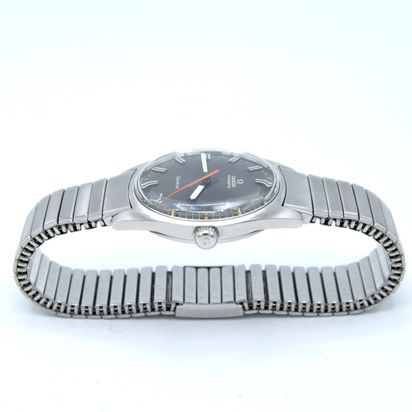 1968 Omega Rare Geneve Automatic Model 166.014 Grey Graphite on cool original bracelet Cal 565