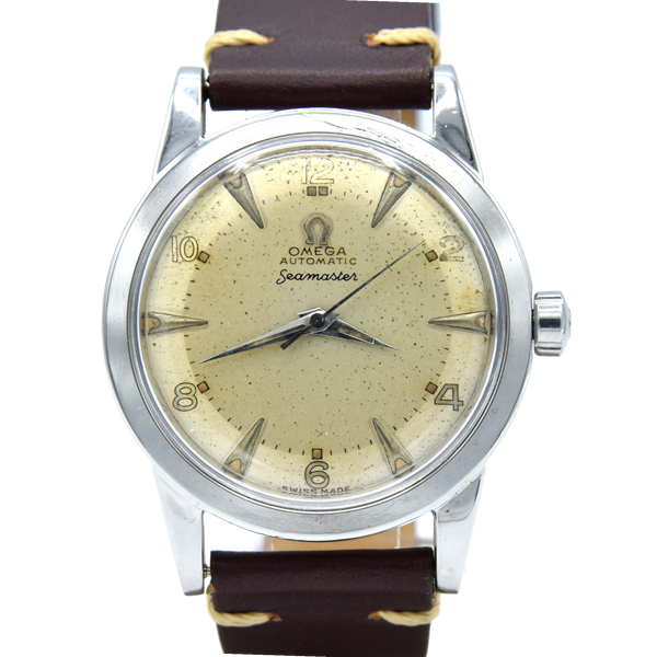 1950 Omega Seamaster Original Condition Automatic Bumper with Arabic Numerals and Arrow Markers in Stainless Steel Model 2577