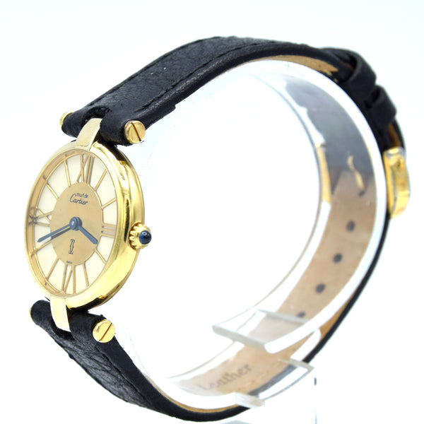 1988 Ladies Cartier 'Must de' Vendôme with Rare spider web Roman Dial - 925 Silver Gilt box & papers