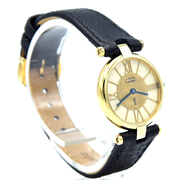 1988 Ladies Cartier 'Must de' Vendôme with Rare spider web Roman Dial - 925 Silver Gilt box & papers