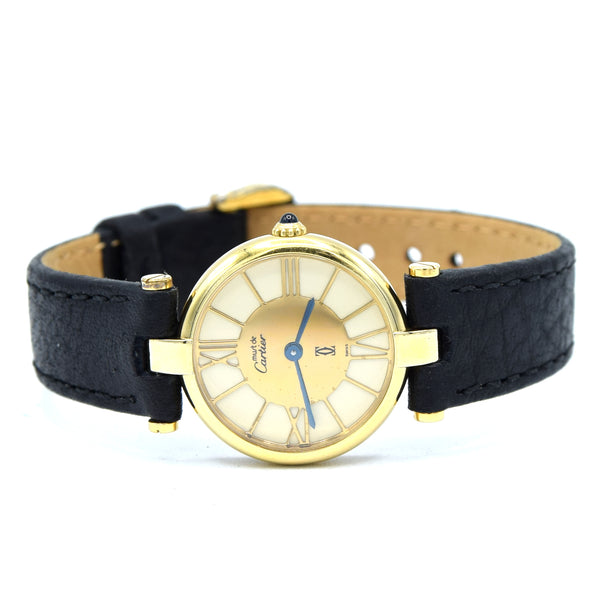1988 Ladies Cartier 'Must de' Vendôme with Rare spider web Roman Dial - 925 Silver Gilt box & papers