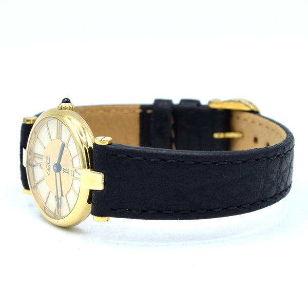 1988 Ladies Cartier 'Must de' Vendôme with Rare spider web Roman Dial - 925 Silver Gilt box & papers
