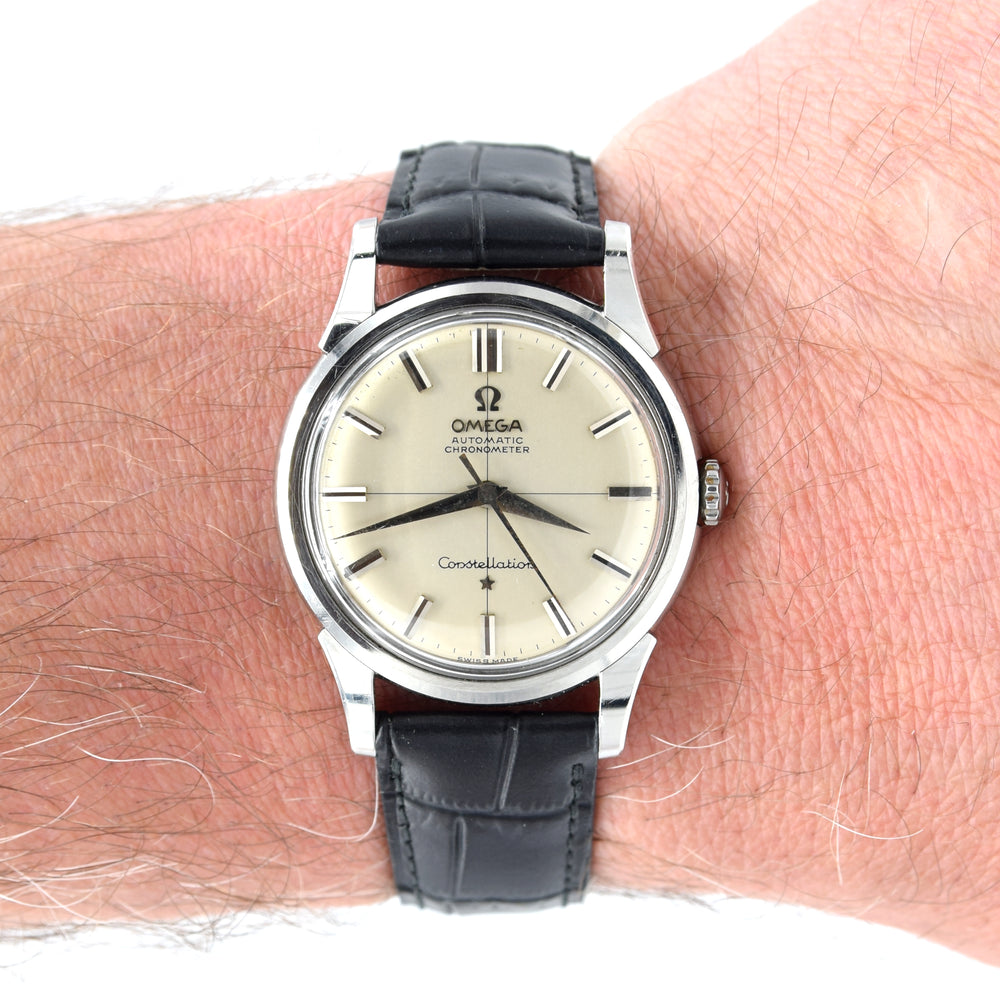 1959 Omega Constellation chronometer with Stunning Cross-Hair dial Model 14381 sharp case