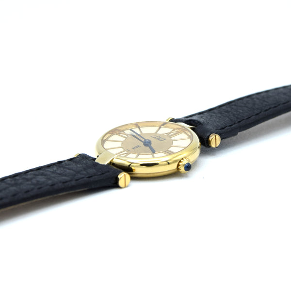1988 Ladies Cartier 'Must de' Vendôme with Rare spider web Roman Dial - 925 Silver Gilt box & papers