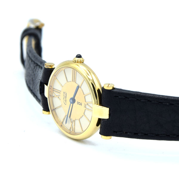 1988 Ladies Cartier 'Must de' Vendôme with Rare spider web Roman Dial - 925 Silver Gilt box & papers