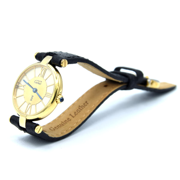 1988 Ladies Cartier 'Must de' Vendôme with Rare spider web Roman Dial - 925 Silver Gilt box & papers