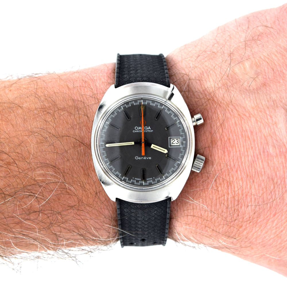 1969 Omega Chronostop Genéve Date Model 146.009 Grey Sloped Dial in Stainless Steel