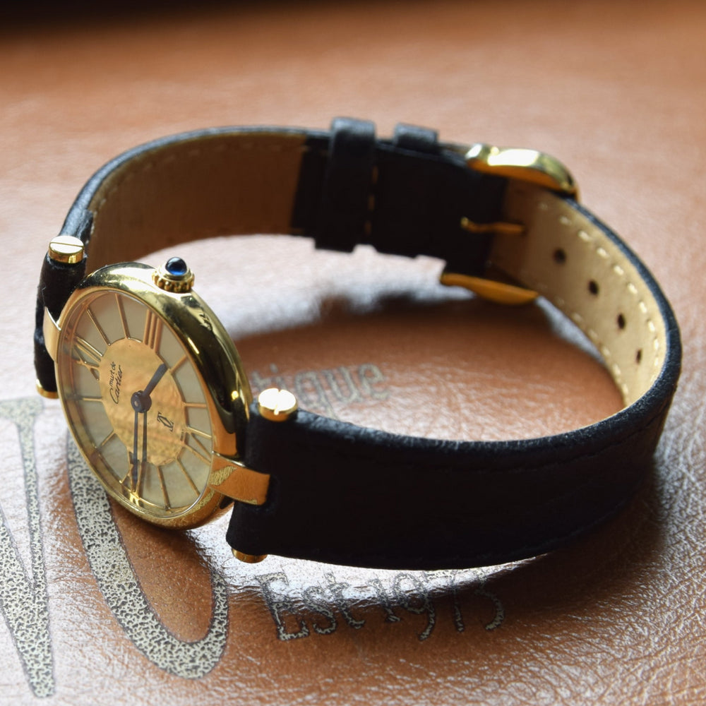 1988 Ladies Cartier 'Must de' Vendôme with Rare spider web Roman Dial - 925 Silver Gilt box & papers