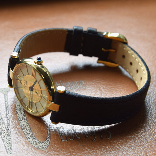 1988 Ladies Cartier 'Must de' Vendôme with Rare spider web Roman Dial - 925 Silver Gilt box & papers
