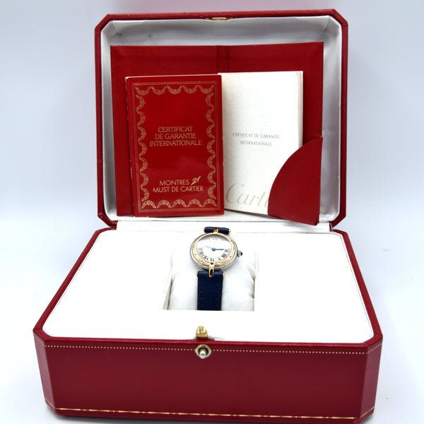 2000 Ladies Cartier Panthère Vendôme Quartz Model 166920 in Stainless Steel with Studded Gold Bezel