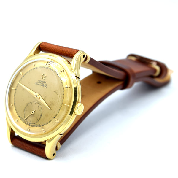 1944 Rare Omega Pre Centenary in 18ct Gold with 18ct Gold Dial Model 2500 Pre Constellation