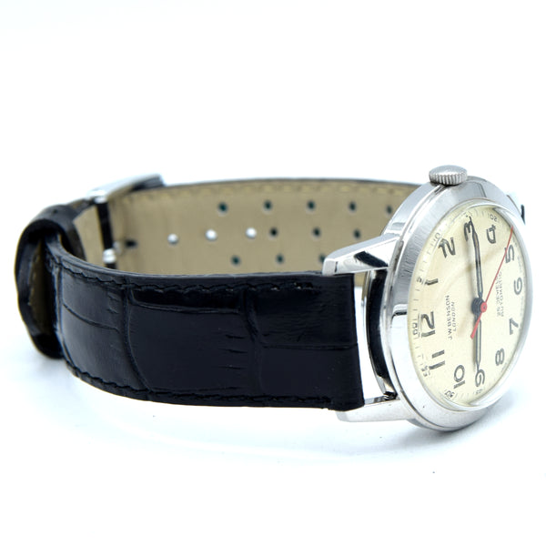 60s JW Benson early steel automatic classic watch with attractive Arabic Numeral dial