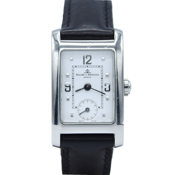 1990s Ladies Baume & Mercier Hampton MV045139 Quartz Wristwatch with White Dial on Deployment