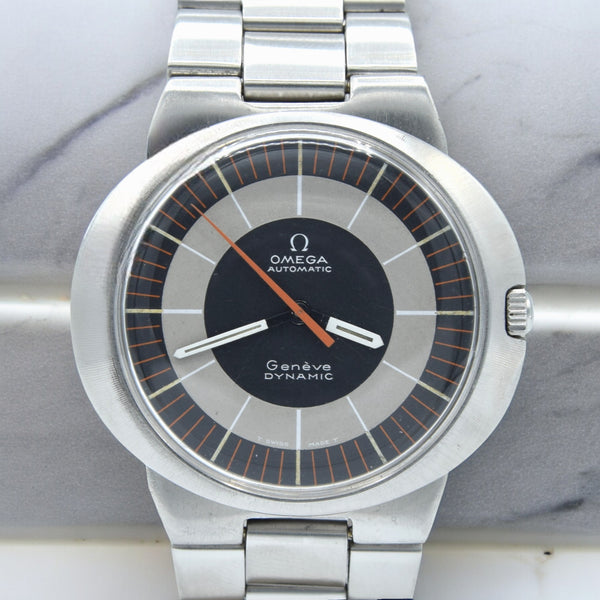 1968 Omega Geneve Dynamic Automatic with Rarer Grey bulls eye Dial 165.039 in Stainless Steel on Bracelet