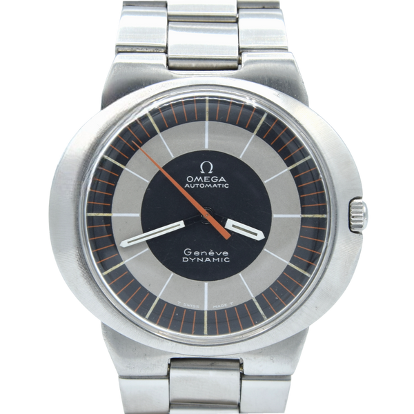 1968 Omega Geneve Dynamic Automatic with Rarer Grey bulls eye Dial 165.039 in Stainless Steel on Bracelet