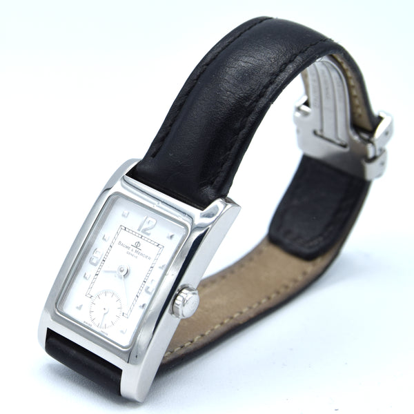 1990s Ladies Baume & Mercier Hampton MV045139 Quartz Wristwatch with White Dial on Deployment
