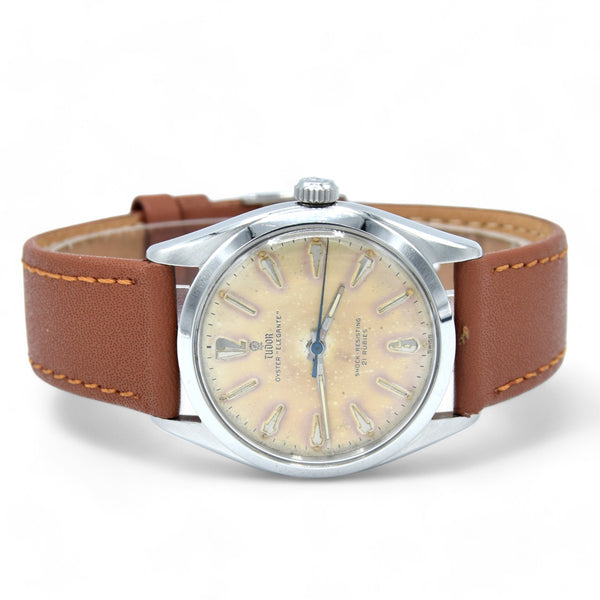 1957 Tudor Oyster 'Elegante' Wristwatch Model 7960 with rare patina Dial in Stainless Steel + Box