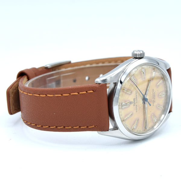 1957 Tudor Oyster 'Elegante' Wristwatch Model 7960 with rare patina Dial in Stainless Steel + Box