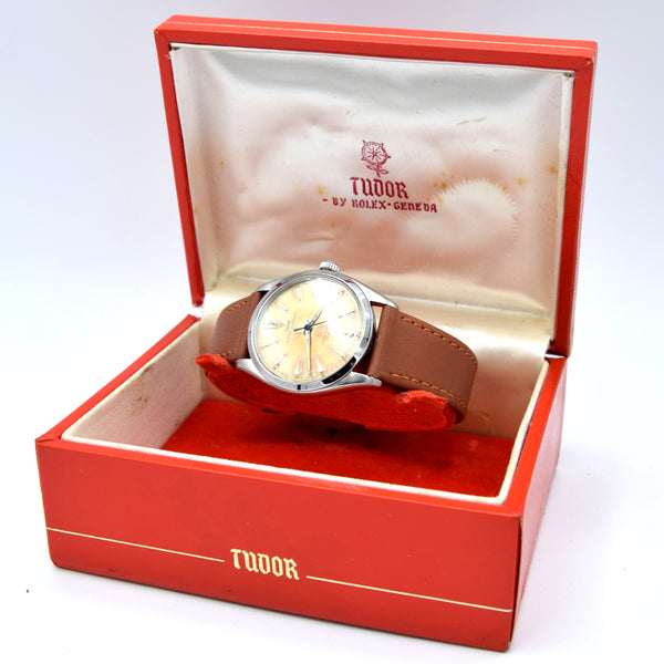 1957 Tudor Oyster 'Elegante' Wristwatch Model 7960 with rare patina Dial in Stainless Steel + Box