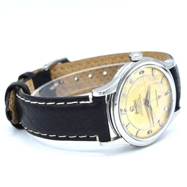 1958 Omega Constellation Chronometer Early Model 2852 with Crosshair Patina Dial in stainless steel