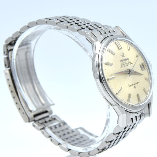 1966 Omega Constellation Automatic Date with Dog Leg Lugs Model 168.005 in Original Unpolished Condition on Beads of Rice Bracelet