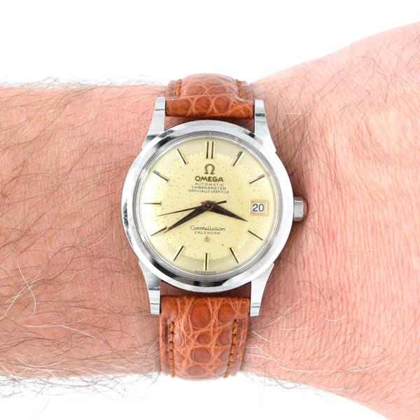 1956/57 Omega Constellation Chronometer Early Model 2943 with two tone Patina Dial in stainless steel