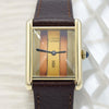 1970s Cartier Tank Mechanical unisex Manual Wind with Tri Colour - Trinity Dial in silver Gilt