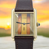 1970s Cartier Tank Mechanical unisex Manual Wind with Tri Colour - Trinity Dial in silver Gilt