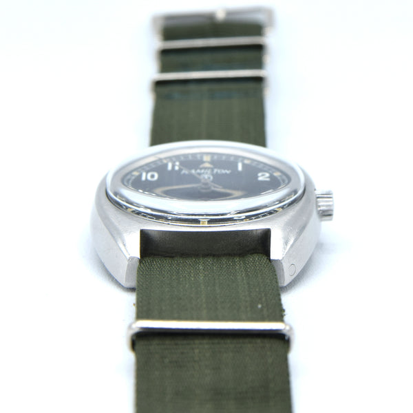 1973 Hamilton W10-6645-99 Mechanical British Military Issue Wristwatch Hacking Seconds 1st Year of Production