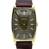 1969 Omega De Ville Unisex Rectangular Wristwatch Model 111.5085 with Unusual Original Khaki Green Dial in 9ct Gold with Original Buckle