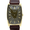 1969 Omega De Ville Unisex Rectangular Wristwatch Model 111.5085 with Unusual Original Khaki Green Dial in 9ct Gold with Original Buckle