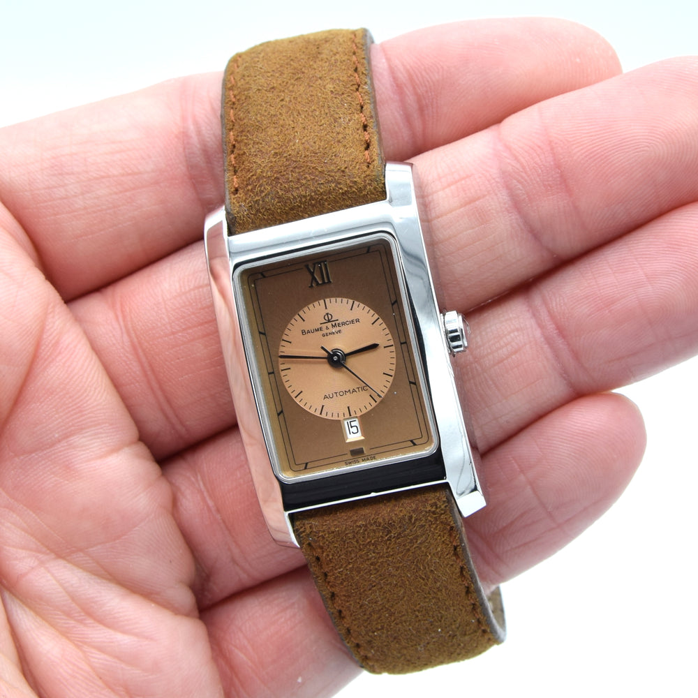 1990s Baume & Mercier Hampton MV045120 Automatic Wristwatch with Two-Tone Copper/Salmon Dial