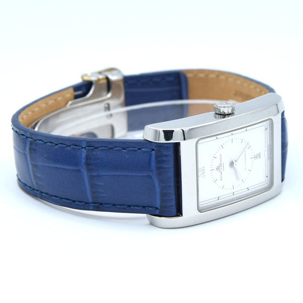 1990s Baume & Mercier Hampton MV045120 Automatic Date Wristwatch with White Dial on Deployment