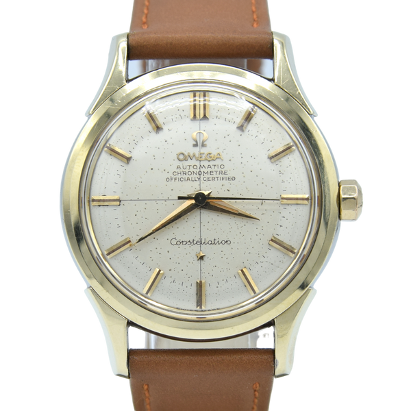 1956 Omega Constellation Chronometer early Model 2852 with Crosshair patina Dial in Gold Capped Case
