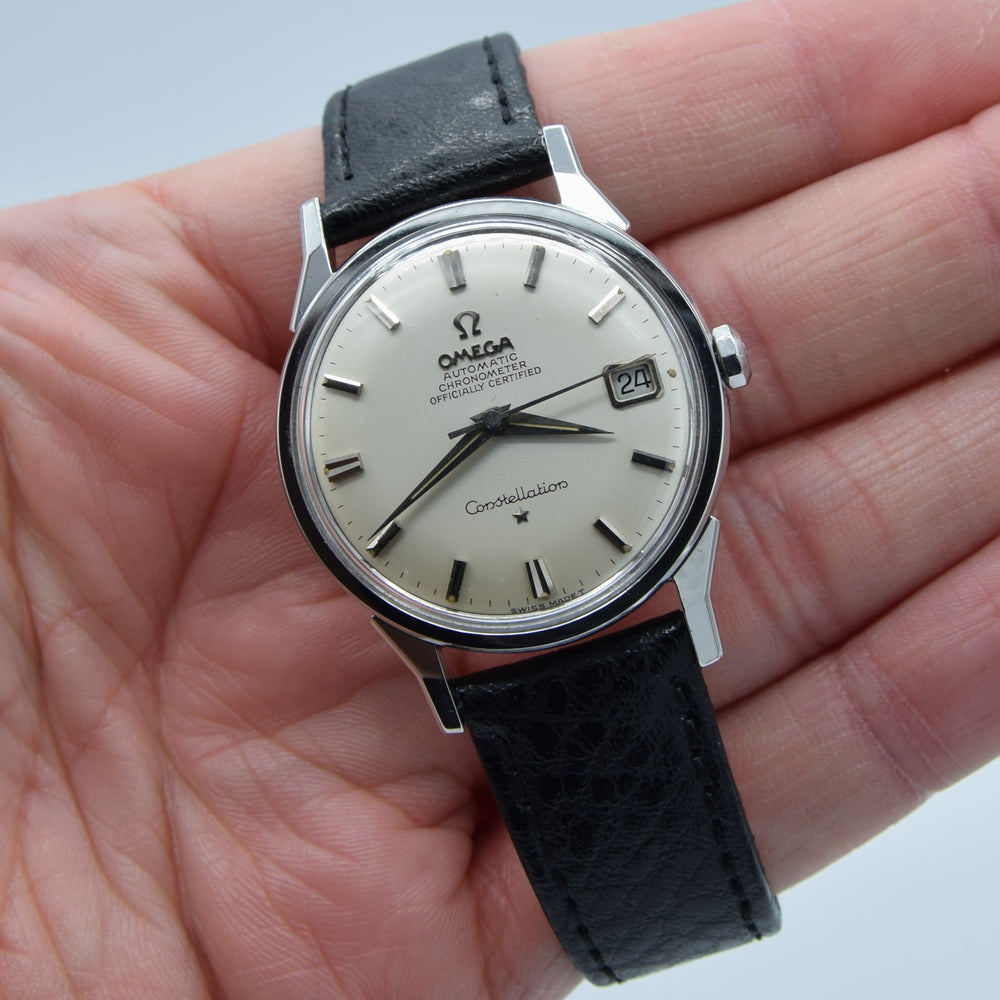 1966 Omega Sharp Constellation Date Automatic Chronometer with Dog Leg Lugs Model 168.005 in Stainless Steel