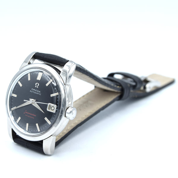 1956 Omega Seamaster Automatic Calendar Wristwatch Model 2849 with fully restored Black Dial in Stainless Steel