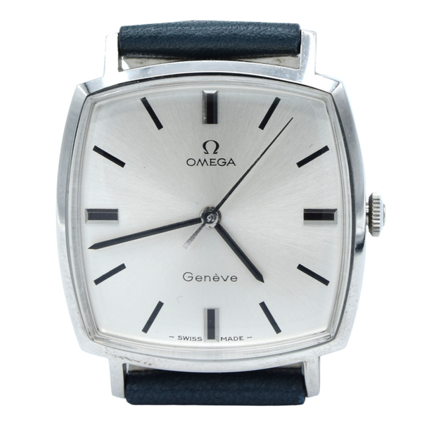 1970 Omega square sophisticated Geneve Model 131.022 Manual Wind with satin silver Dial