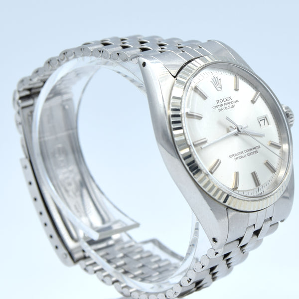 1970 Sharp Rolex Oyster Perpetual Datejust with White Gold Fluted Bezel 