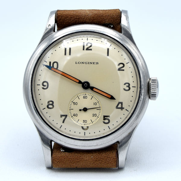 1944 WW2 Longines Manual Wind military style Wristwatch Model 63028 with Gorgeous Original Arabic Dial